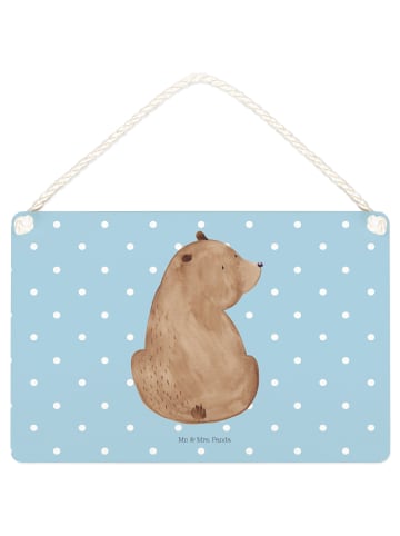 Mr. & Mrs. Panda Schild Bär Schulterblick ohne Spruch in Blau Pastell