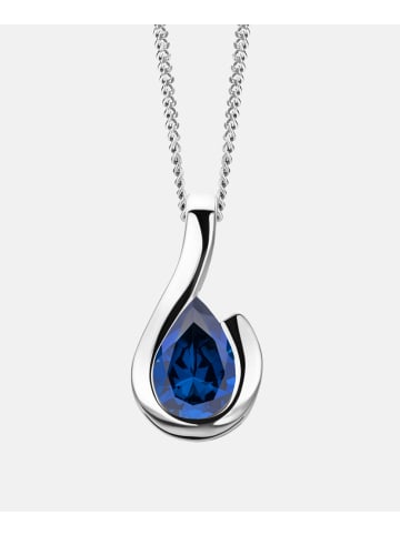 Diamant L'éternel Halskette mit Anhänger aus 375 Weißgold mit Saphir