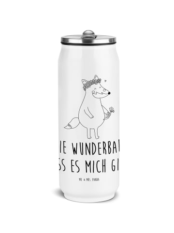 Mr. & Mrs. Panda Getränkedosen Trinkflasche Fuchs Blumen mit Spruch in Weiß