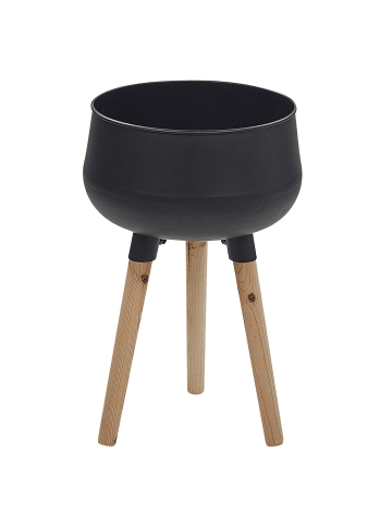 Beliani Outdoor Blumentopf AGROS in Schwarz/Braun - (W) 30 x (H) 47 x (L) 30 cm