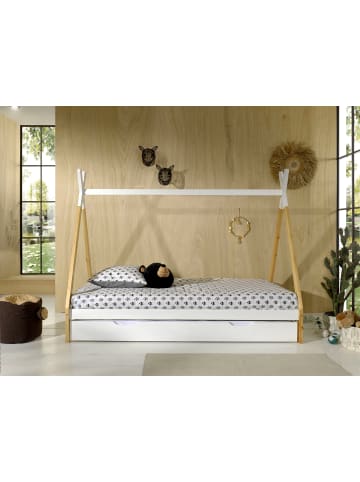 58 aufm Kessel ZELTBETT Karyn 5 206x158x98 aus Kiefer Massivholz in Weiß/natur