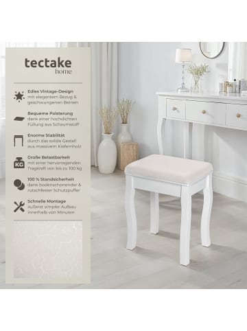 tectake Schminkhocker  40 x 30 x 51 cm, weiß