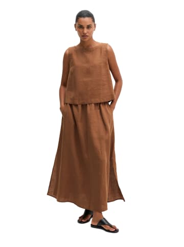 Marc O'Polo Ärmellose Leinenbluse regular in Burnt Brown