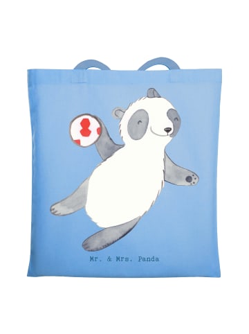 Mr. & Mrs. Panda Shopping Tasche Panda Handball spielen ohne Spruch in Sky Blue