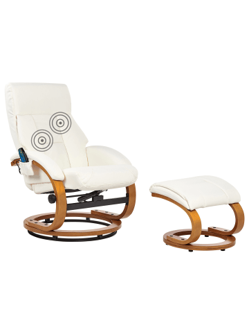 Beliani Massagestuhl FORCE in Weiß/Braun - (W) 55 x (H) 100 x (L) 80 cm