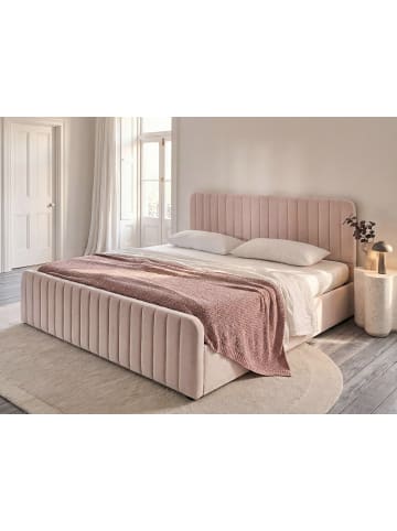 Beliani Doppelbett LUNAN in Rosa/Schwarz - (W) 187 x (H) 100 x (L) 216 cm