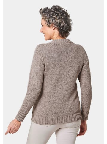 GOLDNER Strickjacke Strickjacke aus Bändchengarn in schöner Melange-Optik in helltaupe