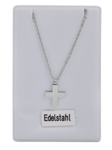 Adeliás Damen Halskette mit Anhänger – Kreuz aus Edelstahl in silber