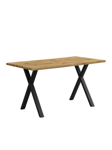 ABRIHOME Esstisch mit gekreuzten Beinen in Braun