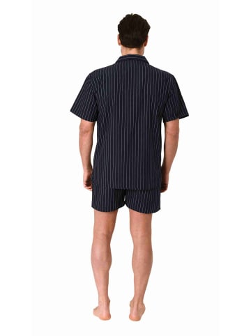 NORMANN kurzarm Schlafanzug Shorty Pyjama gewebt zum Knöpfen - 80184 in anthrazit