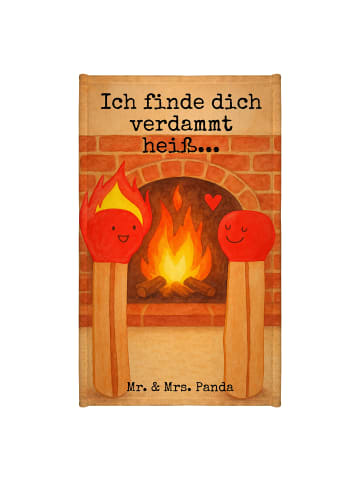 Mr. & Mrs. Panda Handtuch Streichhölzer Design mit Spruch in Weiß