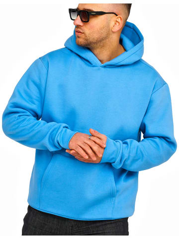 DAILY COTTON Kapuzenpullover - im Oversize Schnitt Unifarben - Kapuzenpullover Loose-Fit Oversize Hoodie Sweatshirt in Blue