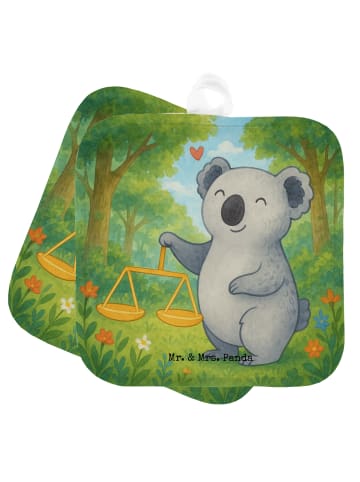 Mr. & Mrs. Panda Topflappen Waage Astrologie Design ohne Spruch in Weiß