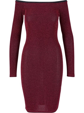 Urban Classics Urban Classics Damen Ladies Off Shoulder Longsleeve Glitter Dress in burgundy