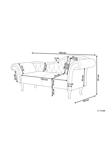 Beliani Chaiselongue LATTES II in Grün/Braun - (W) 192 x (H) 81 x (L) 59 cm