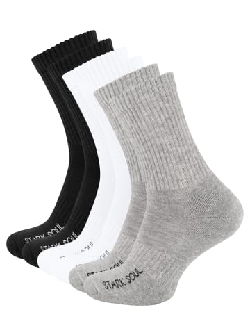 Stark Soul® Sportsocken 6 Paar, mit FROTTEESOHLE in schwarz/weiss/grau