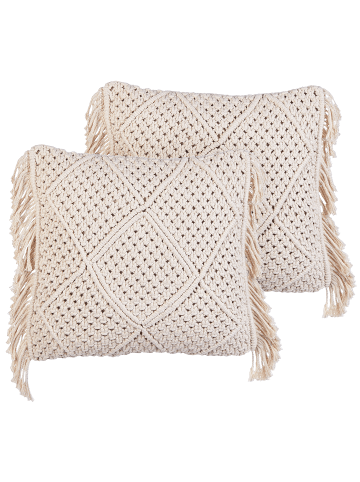 Beliani 2er-Set Dekokissen BESHAM in Beige