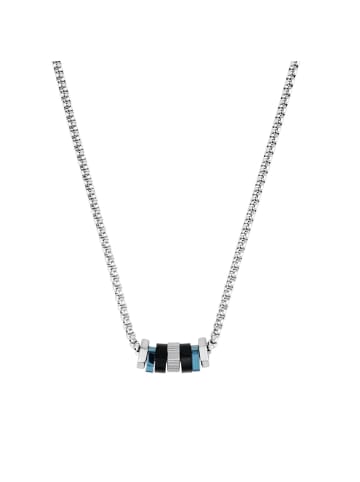 Tom Tailor Kette mit Anhänger Edelstahl, IP Schwarz+Blau in silber