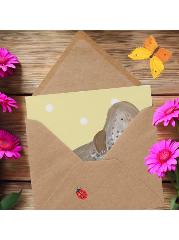 Mr. & Mrs. Panda Klappkarte Robbe Lachen ohne Spruch in Gelb Pastell