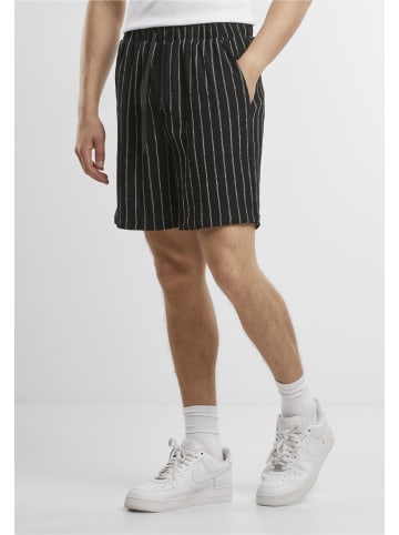 Urban Classics Urban Classics Striped Crinkle Resort Shorts in black/offwhite