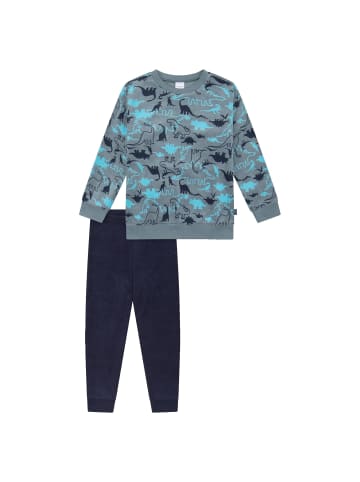 Schiesser Pyjama in Blau/Grau