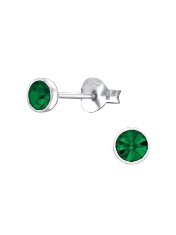 Alexander York Ohrringe, Ohrstecker  Silber KRISTALL emerald 4 mm in 925 Sterling Silber, 2-tlg.
