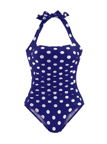 LASCANA Badeanzug Basic in Marine gepunktet