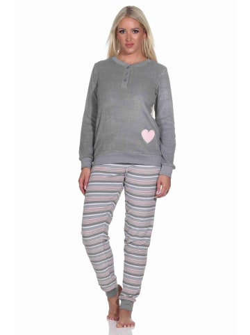 NORMANN Frottee Schlafanzug Bündchen - 77705 in grau