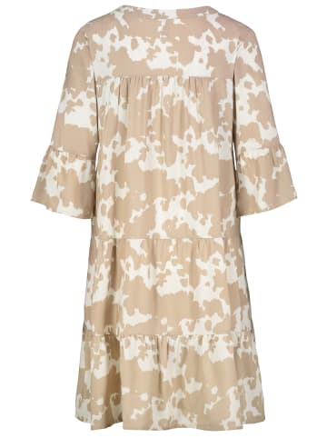 Sublevel Gemusterte Tunikabluse mit Rüschenärmeln und Volants in Braun-2