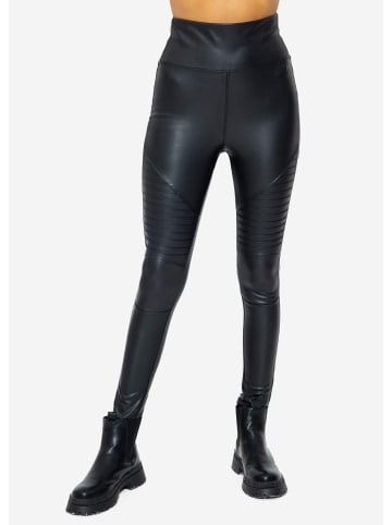 SASSYCLASSY Thermo High-Rise Biker-Leggings in Lederoptik in Schwarz