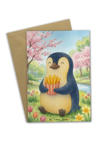 Mr. & Mrs. Panda Glückwunschkarte Pinguin Frühling Pommes Design... in Weiß