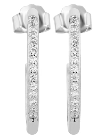 Adeliás Damen Ohrringe – Creole aus 925 Silber mit Zirkonia in silber