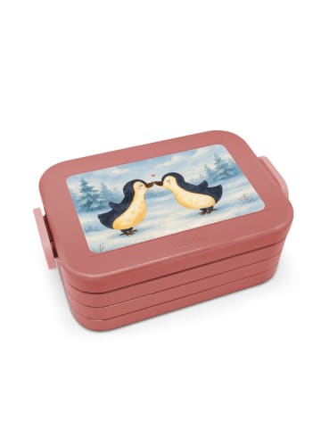 Mr. & Mrs. Panda Bento-Brotdose Pinguin Liebe Design ohne Spruch in Rot Pastell
