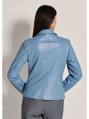 MADELEINE Kurzblazer aus Lammnappa-Leder in rauchblau / metallic