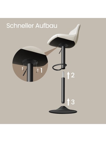 VASAGLE 4er-Set: Barhocker Tyra in Weiß - (B)43 x (H)(88-108) x (T)46.5 cm