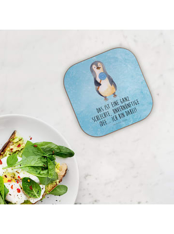 Mr. & Mrs. Panda Untersetzer Glas Pinguin Lolli mit Spruch in Eisblau