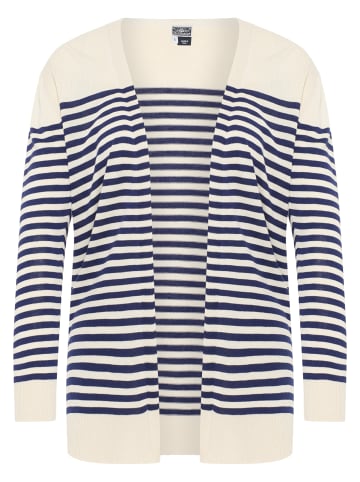 DreiMaster Maritim Cardigan in Wollweiss Marine