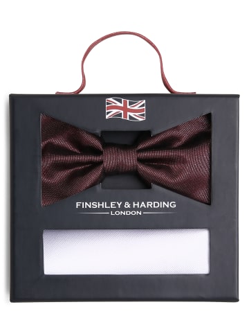 Finshley & Harding London Fliege und Einstecktuch in bordeaux weiß