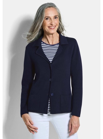 GOLDNER Kurzgröße: Strickblazer Milano-Ripp-Blazer mit Reverskragen in marine