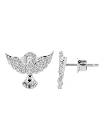 Adeliás Damen Ohrstecker Taube aus 925 Silber mit Zirkonia in silber