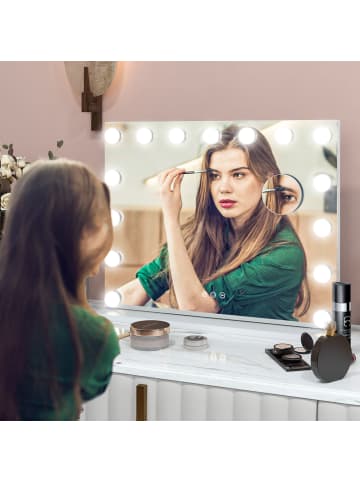 HOMCOM LED-Schminkspiegel-58L x 14B x 48H cm-Weiß