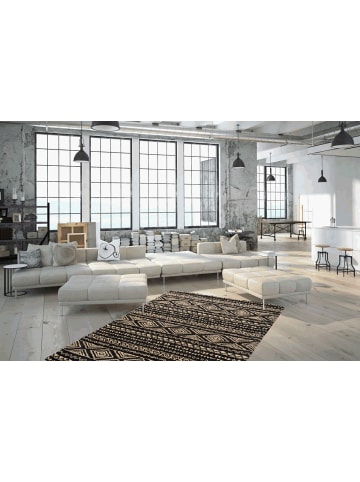 Kayoom Kurzflor Teppich Scandy 110 in schwarz - naturell - rechteckig