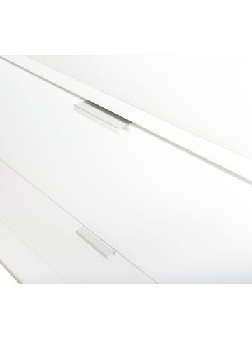 Furn.Design Highboard weiß matt, Eiche Sonoma massiv, 100 cm, Vitrine skandinavisch