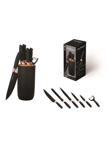 COFI 1453 7 tlg. Messerset mit Messerblock in Schwarz