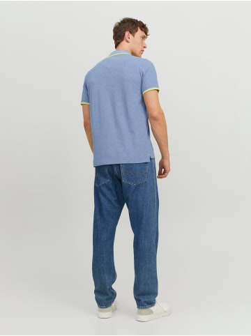 Jack & Jones Polo Shirt JJEPAULOS Sommer Hemd Kragen Pique Cotton in Blau-4
