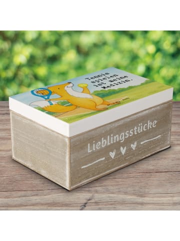 Mr. & Mrs. Panda Holzkiste Fuchs Tennis spielen Design mit Spruch in Weiß