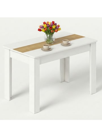 VCM Esstisch Küchentisch B. 115 x T. 80 cm Disalo in Weiß / Honig-Eiche