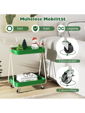 COSTWAY 2-stöckiger Rollwagen für Weihnachten in Grün