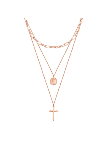 Lulu & Jane Halskette Kreuz/Münze Metall-Legierung in roségold