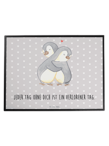 Mr. & Mrs. Panda schreibtischunterlage Pinguine Kuscheln mit Spruch in Grau Pastell